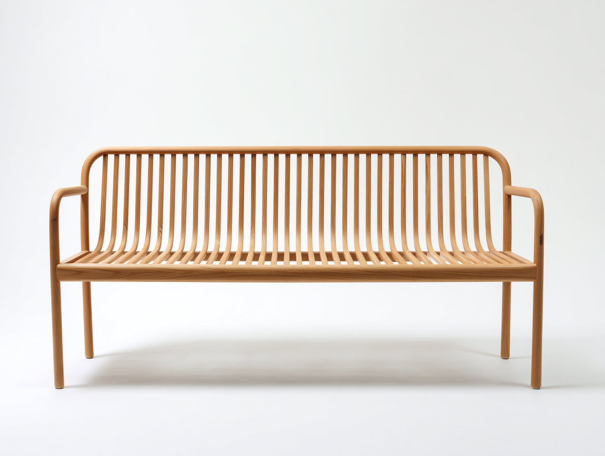 Banc de jardin - bois - 158x56x82 cm - bois clair - design naturel à lattes