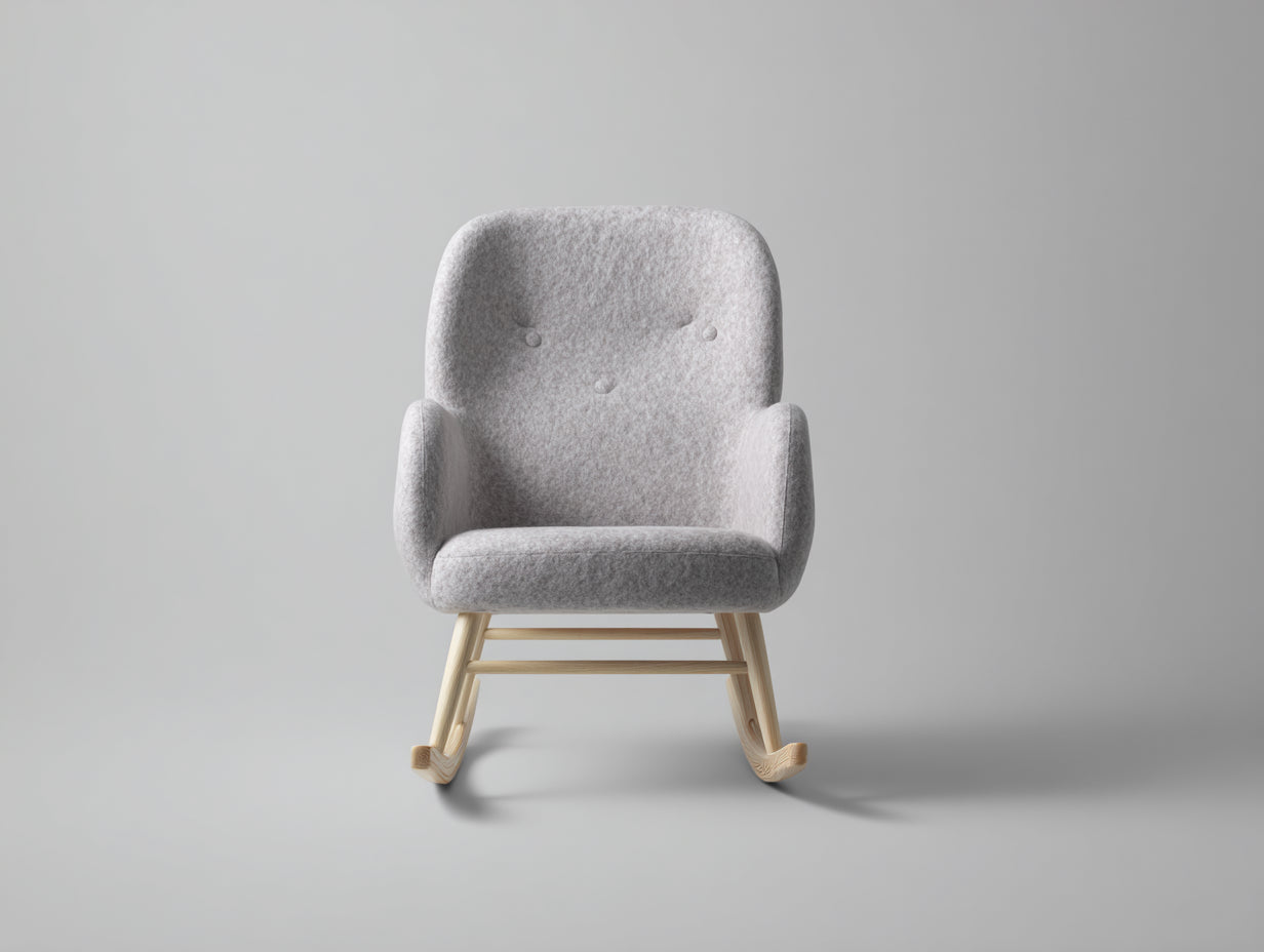 Fauteuil à bascule - tissu feutré-bois - 72 x 81 x 84 cm - gris clair-bois clair - scandinave
