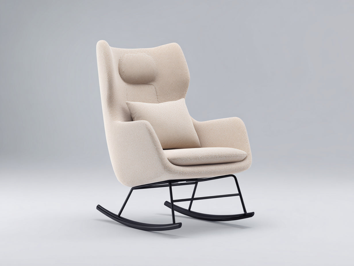 Fauteuil à bascule - tissu-métal - 83 x 91 x 108 cm - beige-noir - contemporain