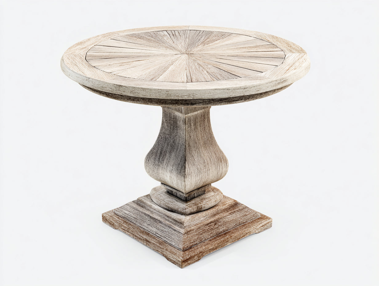 Table de jardin-bois-95x95x77 cm-bois naturel-beige-style rustique