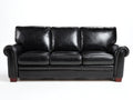 Canapé droit - Cuir synthétique-bois - 208x90x87 cm - Noir - Style classique
