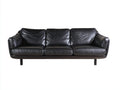 Canapé droit - Cuir synthétique-métal - 207x87x80 cm - Noir - Style contemporain