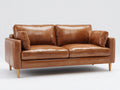 Canapé droit - Cuir synthétique-bois - 184x86x83 cm - Marron camel - Style moderne