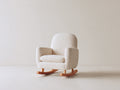 Fauteuil à bascule - tissu bouclé-bois - 76 x 86 x 87 cm - écru-bois naturel - minimaliste