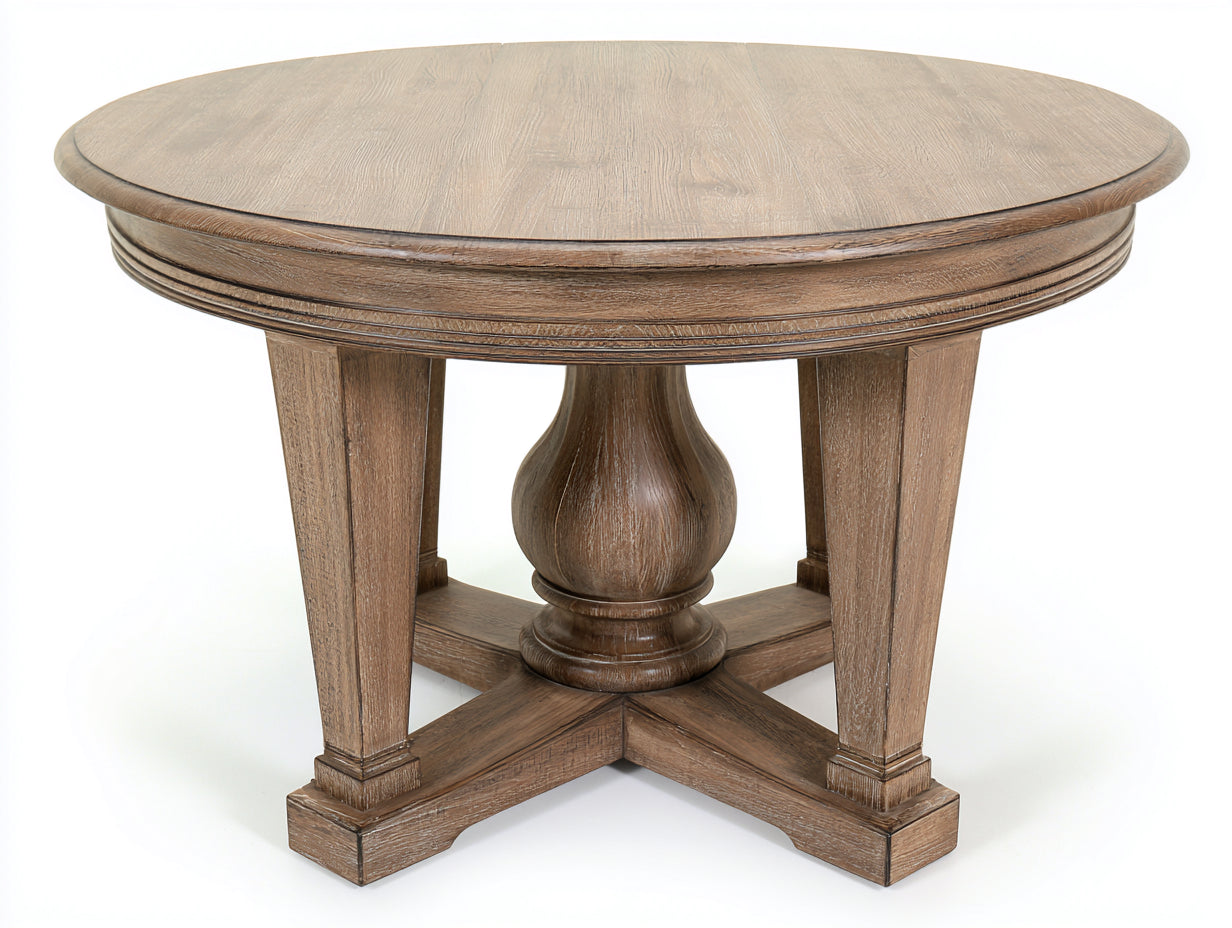 Table de jardin-bois-140x140x78 cm-bois brun-naturel-style classique