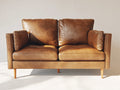 Canapé droit - Cuir synthétique-bois - 182x87x85 cm - Marron camel - Style moderne