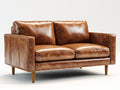Canapé droit - Cuir synthétique-bois - 178x86x82 cm - Marron camel - Style moderne