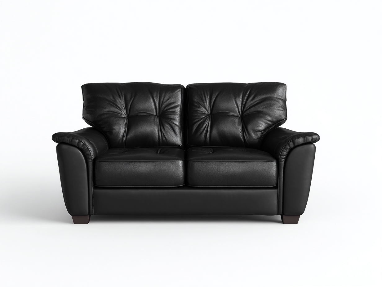 Canapé droit - Similicuir - 158x86x89 cm - Noir - Style contemporain