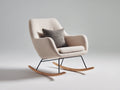 Fauteuil à bascule - tissu bouclé-métal-bois - 82 x 92 x 96 cm - beige-noir-bois naturel - moderne