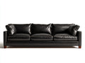 Canapé droit - Cuir synthétique-bois - 220x90x81 cm - Noir - Style minimaliste