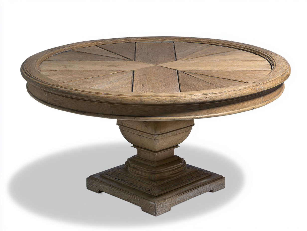 Table de jardin-bois-145x145x78 cm-bois brun-naturel-style classique rustique