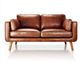 Canapé droit - Cuir synthétique-bois - 180x85x83 cm - Marron cognac - Style moderne