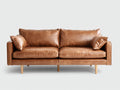 Canapé droit - Cuir synthétique-bois - 186x87x84 cm - Marron caramel - Style moderne
