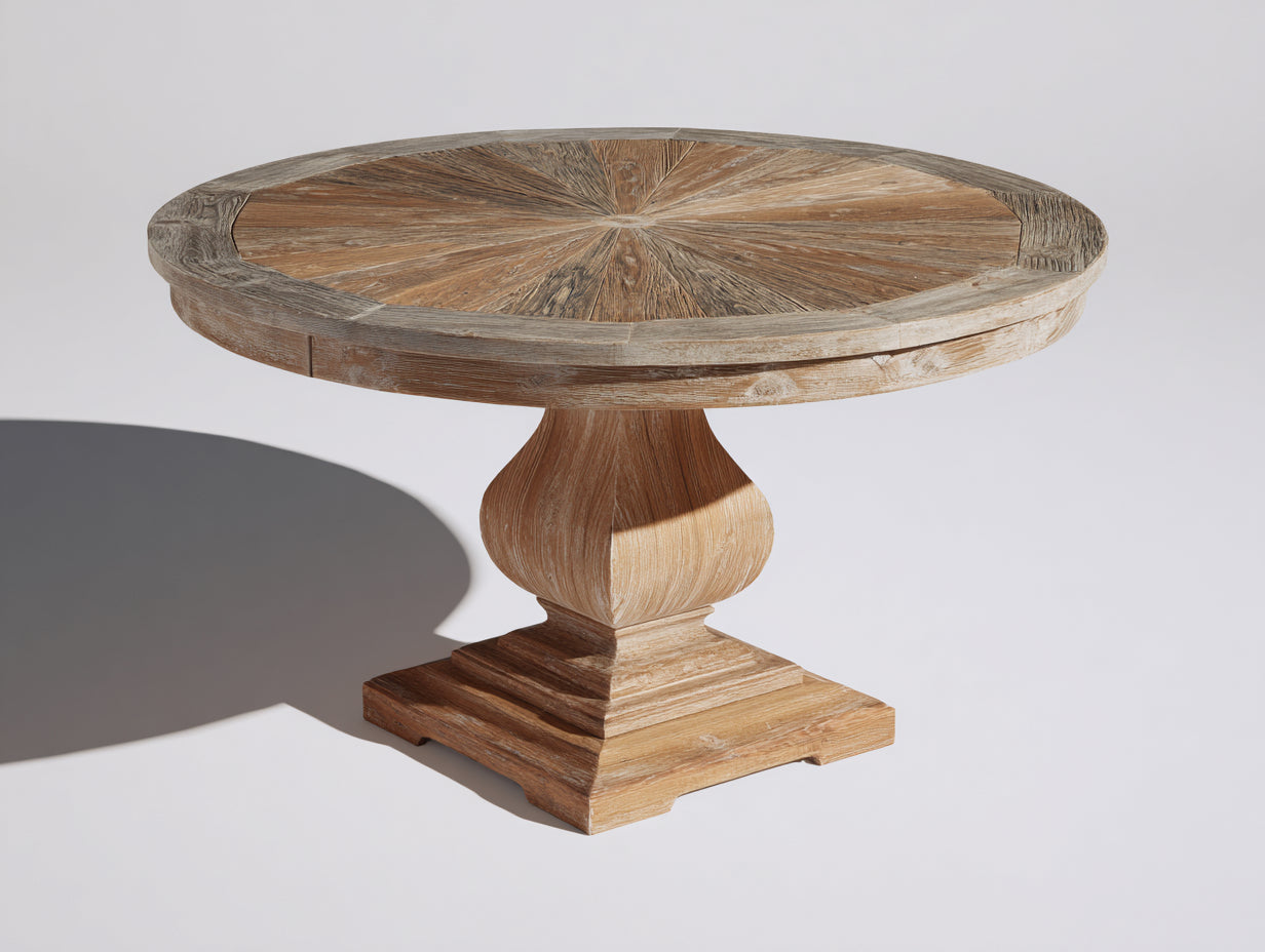 Table de jardin-bois-132x132x77 cm-bois naturel-brun clair-style campagne chic