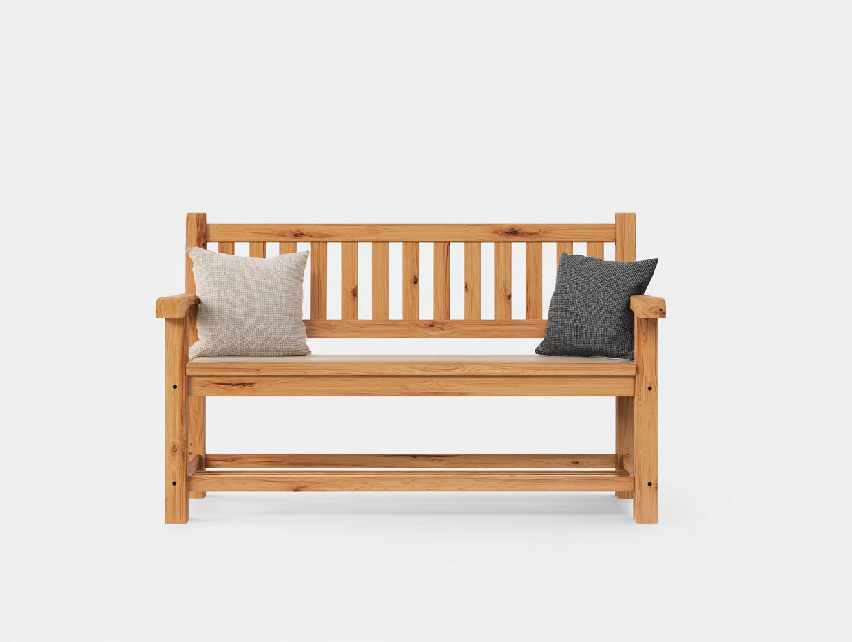 Banc de jardin - bois - 150x60x86 cm - bois naturel - style rustique à dossier ajouré