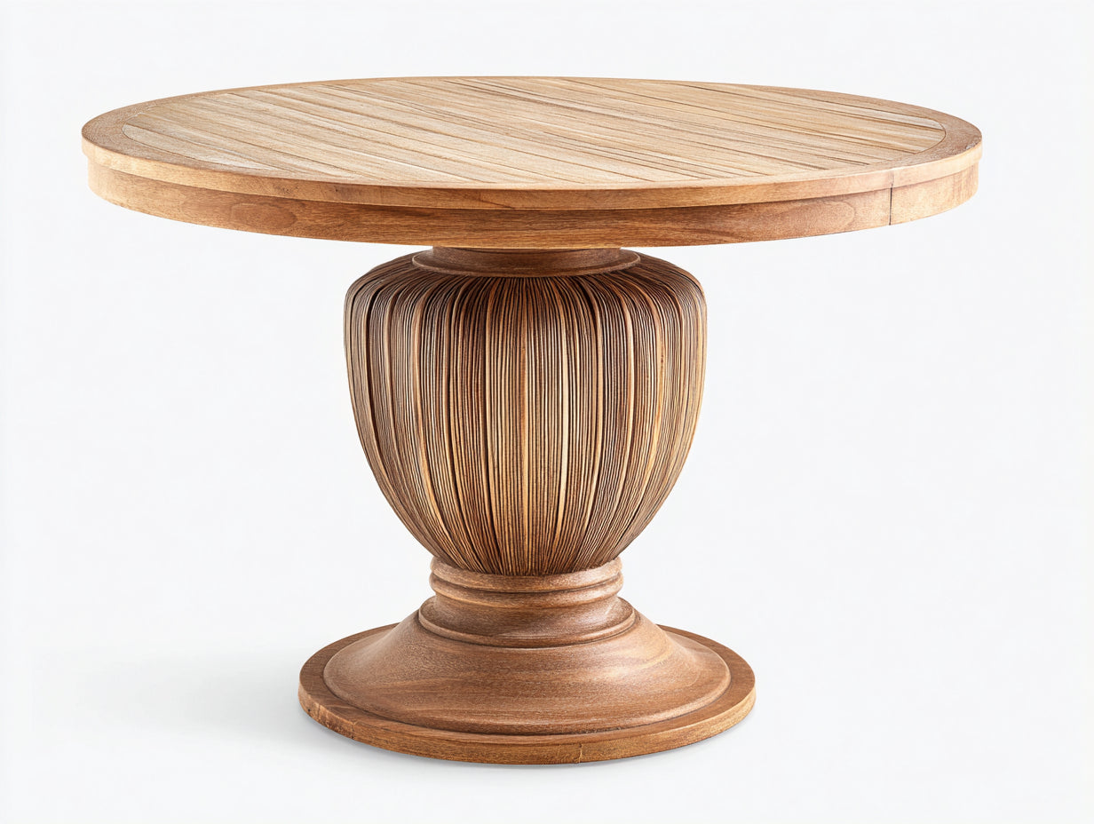 Table de jardin-bois-125x125x76 cm-bois naturel-brun miel-style classique