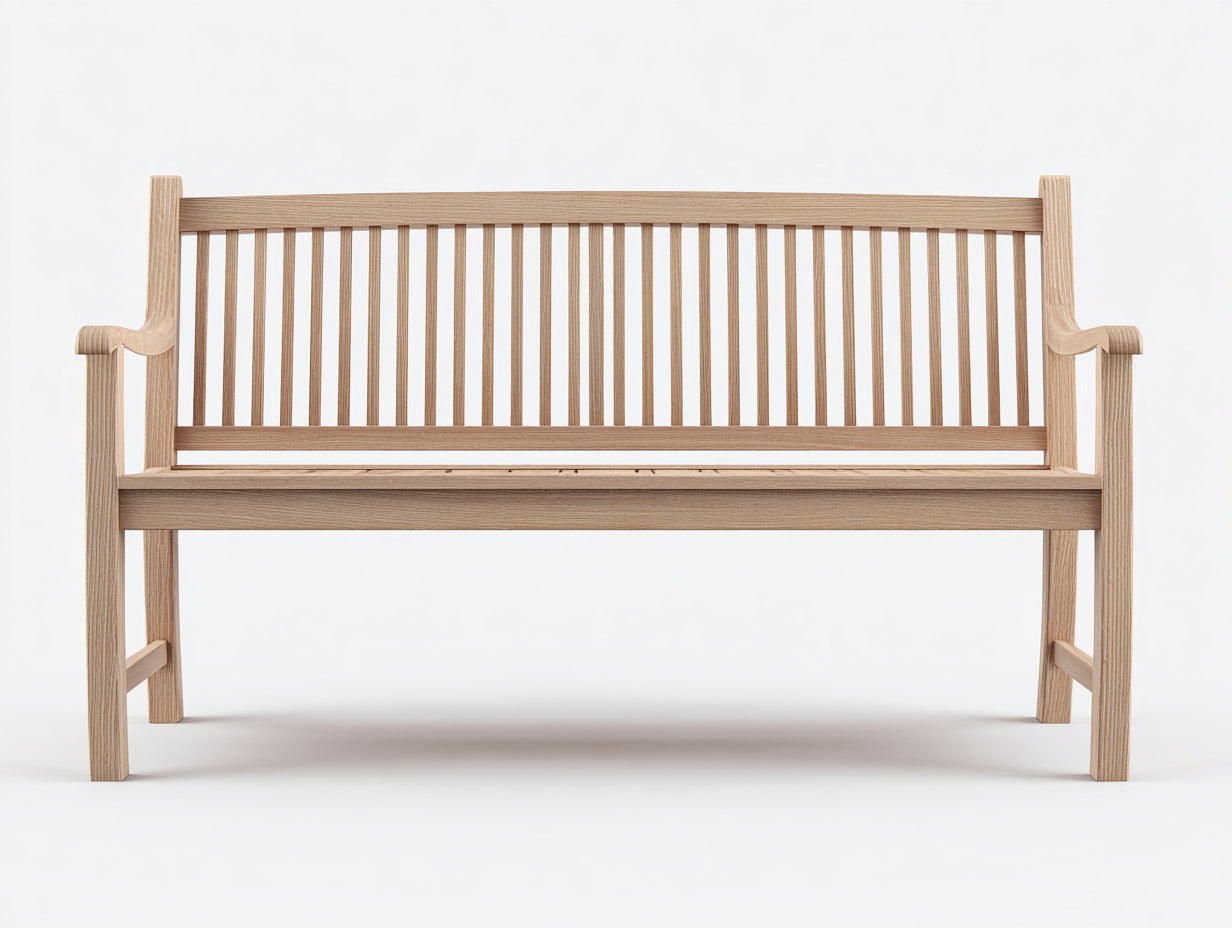 Banc de jardin - bois - 155x57x88 cm - bois clair - style classique à dossier ajouré
