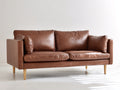 Canapé droit - Cuir synthétique-bois - 188x89x84 cm - Marron tabac - Style moderne