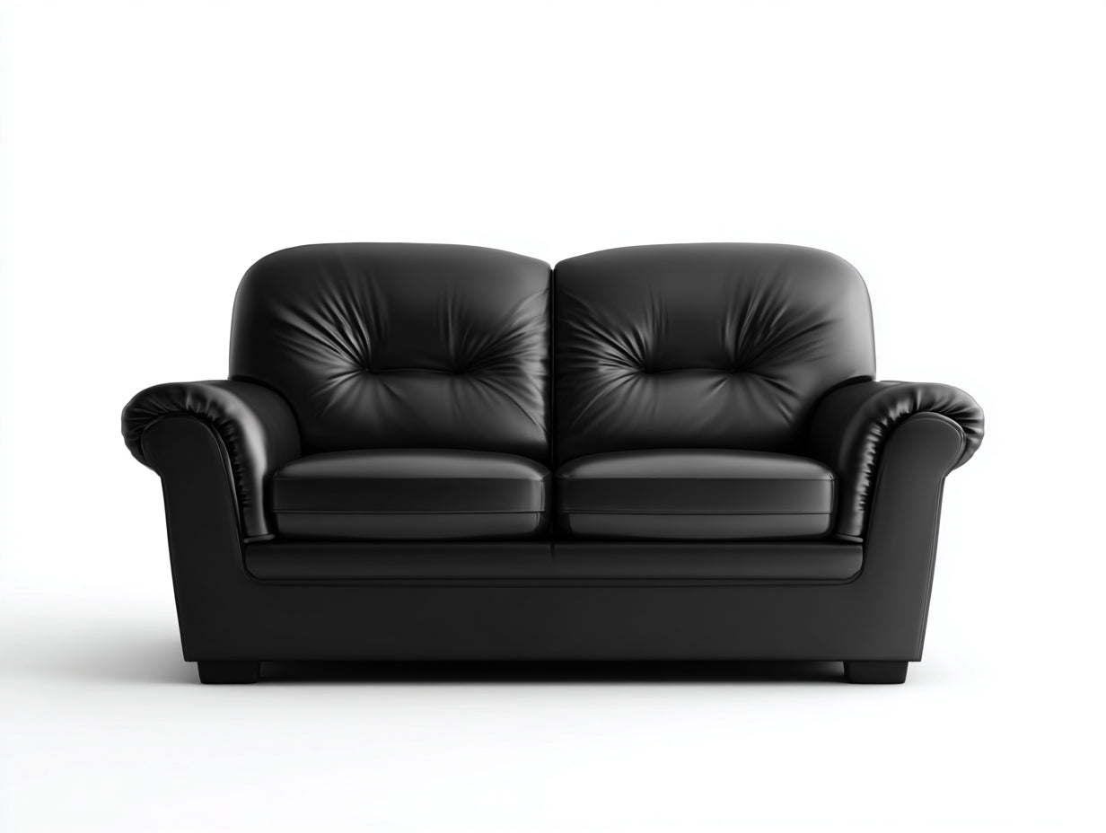 Canapé droit - Cuir synthétique - 162x84x86 cm - Noir - Style classique