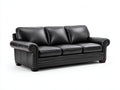 Canapé droit - Cuir synthétique-bois - 213x91x86 cm - Noir - Style classique