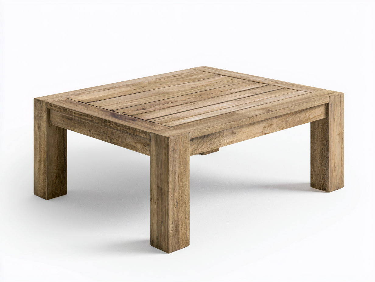 Table de jardin-bois-115x75x45 cm-bois naturel-brun clair-style rustique contemporain