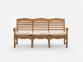 Banc de jardin - bois-textile - 170x63x91 cm - bois clair-crème - style rustique à dossier ondulé