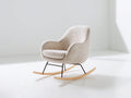 Fauteuil à bascule - tissu bouclé-métal-bois - 78 x 87 x 86 cm - beige moucheté-noir-bois clair - moderne