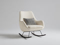 Fauteuil à bascule - tissu bouclé-métal-bois - 84 x 93 x 97 cm - écru-noir-noyer foncé - contemporain